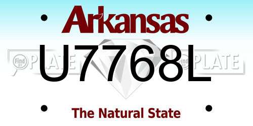 U7768L Arkansas License Plate