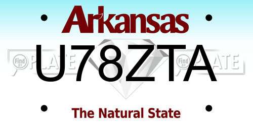U78ZTA Arkansas License Plate