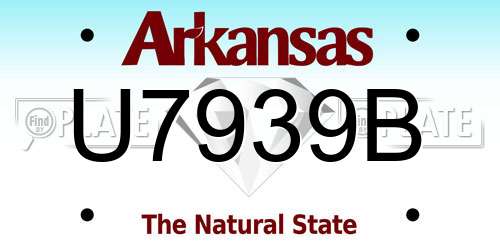 U7939B Arkansas License Plate