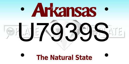 U7939S Arkansas License Plate