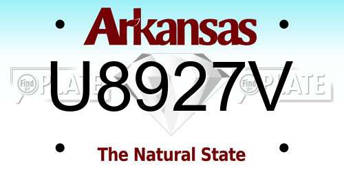U8927V Arkansas License Plate