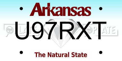 U97RXT Arkansas License Plate