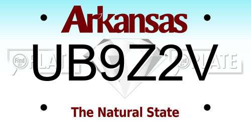 UB9Z2V Arkansas License Plate
