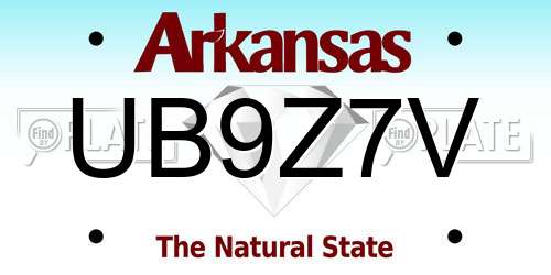 UB9Z7V Arkansas License Plate