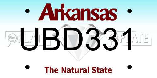 UBD331 Arkansas License Plate