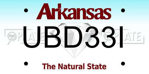 UBD33I Arkansas License Plate
