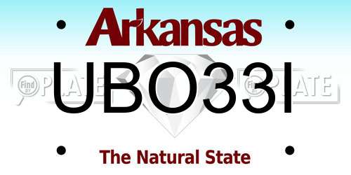 UBO33I Arkansas License Plate