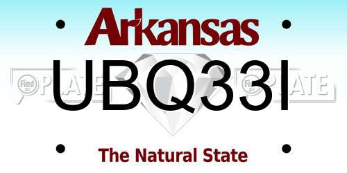 UBQ33I Arkansas License Plate