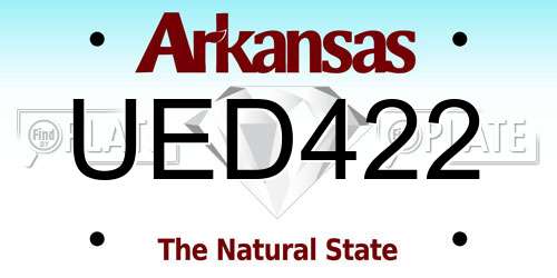 UED422 Arkansas License Plate