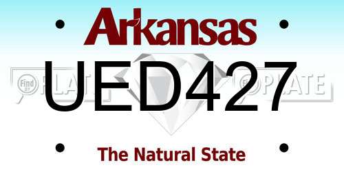 UED427 Arkansas License Plate