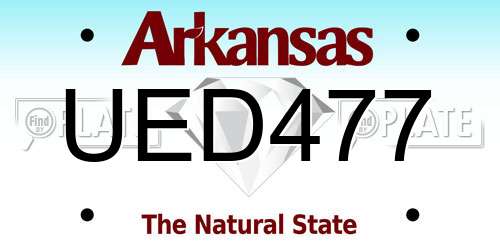 UED477 Arkansas License Plate