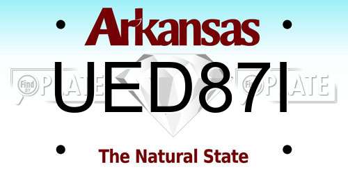 UED87I Arkansas License Plate