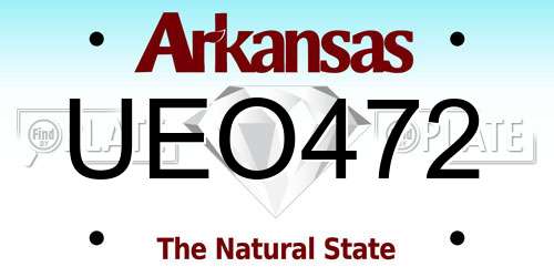 UEO472 Arkansas License Plate