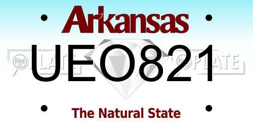 UEO821 Arkansas License Plate