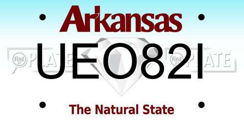UEO82I Arkansas License Plate