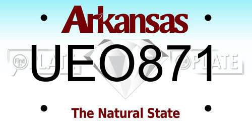 UEO871 Arkansas License Plate