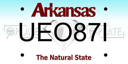 UEO87I Arkansas License Plate