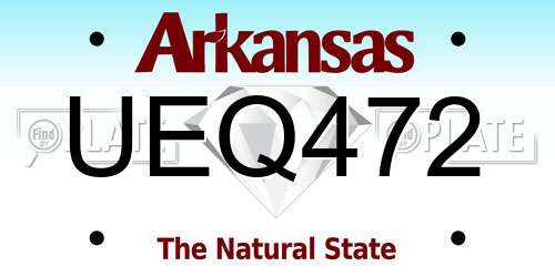 UEQ472 Arkansas License Plate