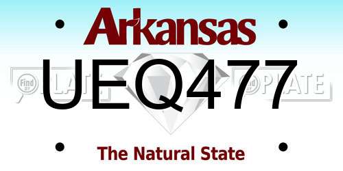 UEQ477 Arkansas License Plate