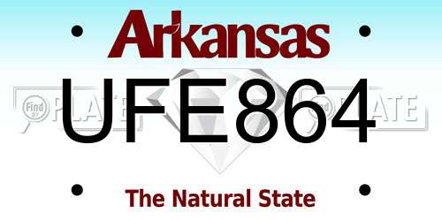 UFE864 Arkansas License Plate