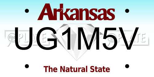 UG1M5V Arkansas License Plate