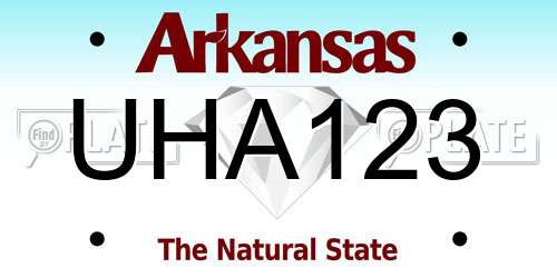 UHA123 Arkansas License Plate
