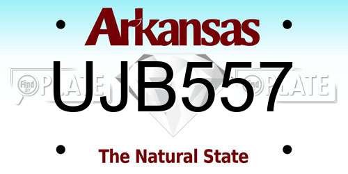 UJB557 Arkansas License Plate