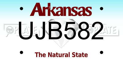 UJB582 Arkansas License Plate