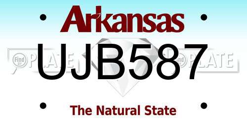 UJB587 Arkansas License Plate
