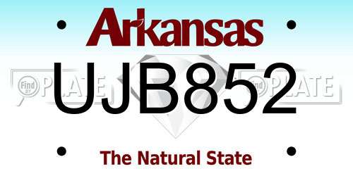 UJB852 Arkansas License Plate