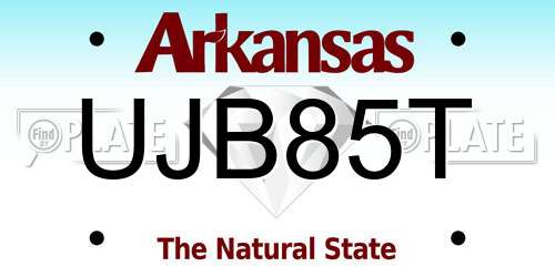 UJB85T Arkansas License Plate