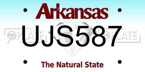 UJS587 Arkansas License Plate