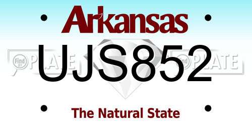 UJS852 Arkansas License Plate