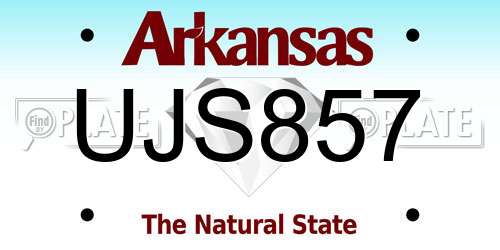 UJS857 Arkansas License Plate