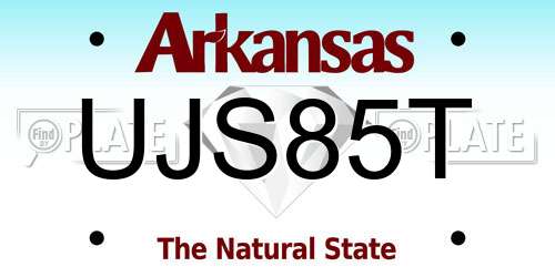 UJS85T Arkansas License Plate