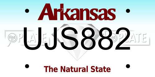 UJS882 Arkansas License Plate