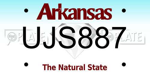 UJS887 Arkansas License Plate