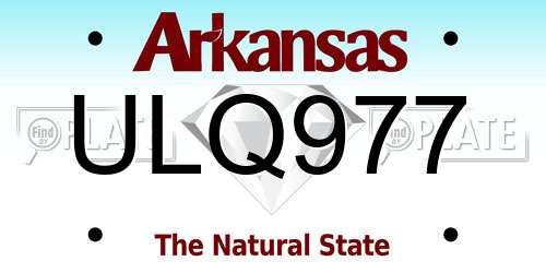 ULQ977 Arkansas License Plate