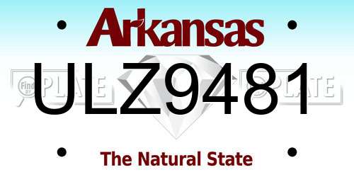 ULZ9481 Arkansas License Plate