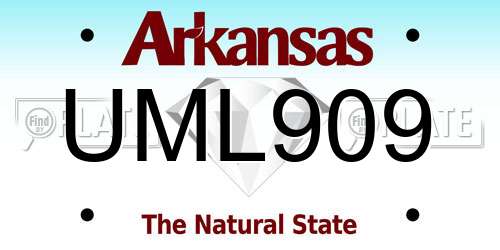 UML909 Arkansas License Plate