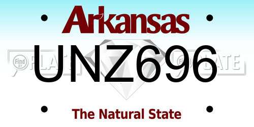 UNZ696 Arkansas License Plate
