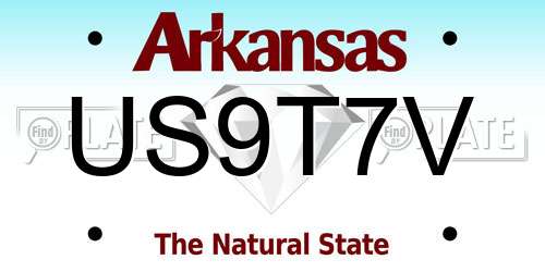 US9T7V Arkansas License Plate