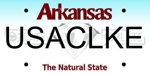 USACLKE Arkansas License Plate