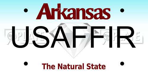 USAFFIR Arkansas License Plate
