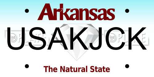 USAKJCK Arkansas License Plate