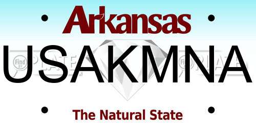 USAKMNA Arkansas License Plate