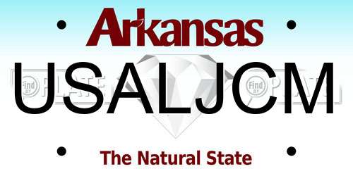 USALJCM Arkansas License Plate