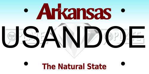 USANDOE Arkansas License Plate