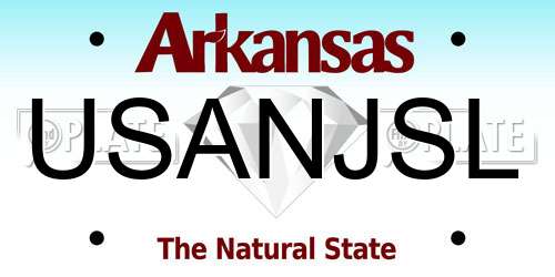 USANJSL Arkansas License Plate
