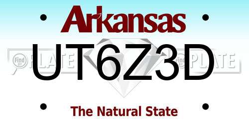 UT6Z3D Arkansas License Plate